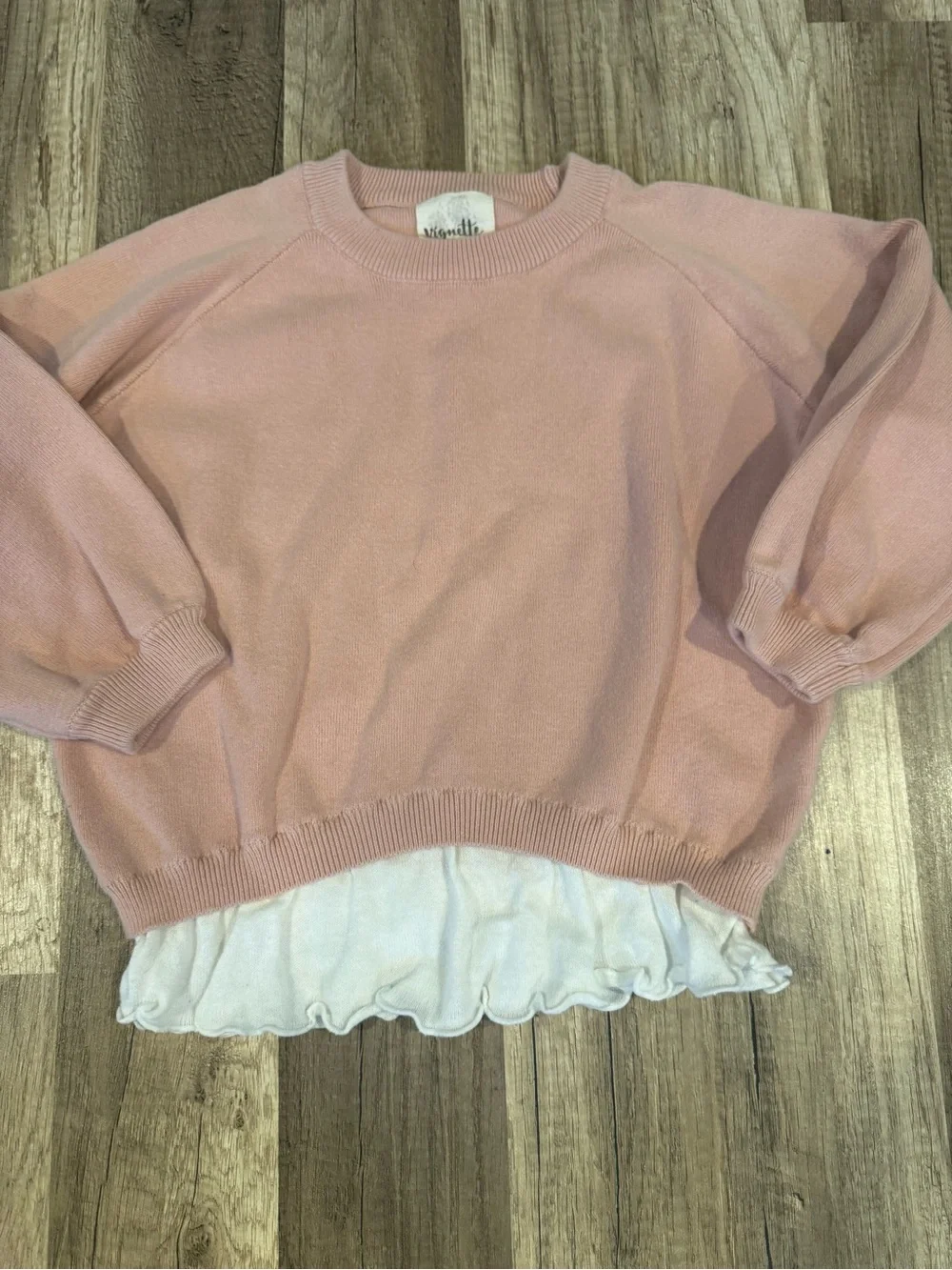 Girls Pink Layered-Hem Sweater